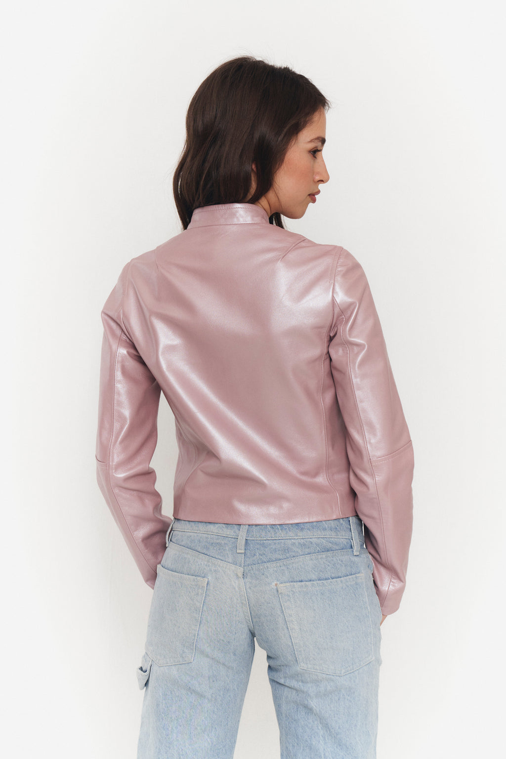 Pearly Pink Leather Jacket