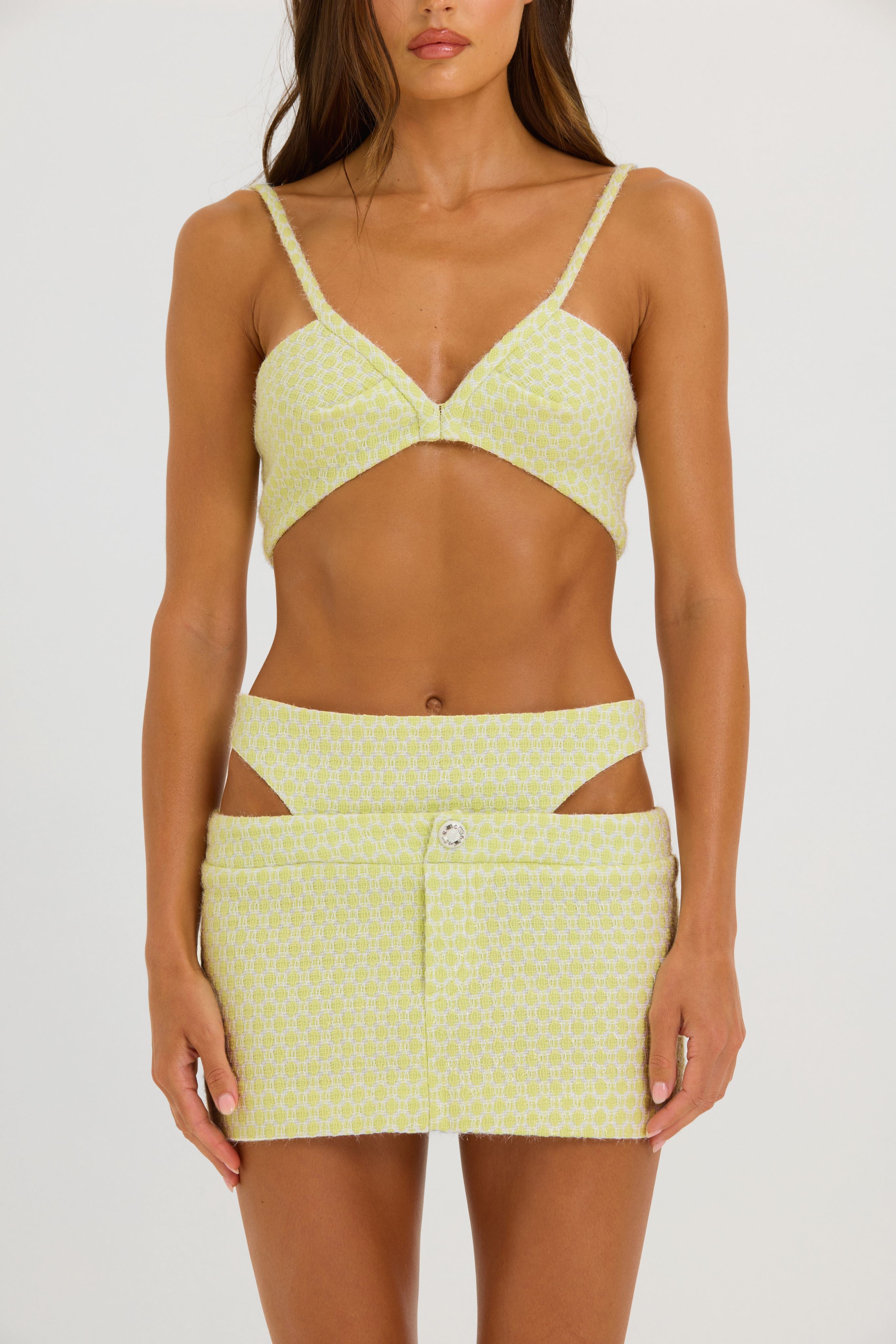 Lemon Drop Tweed Skirt