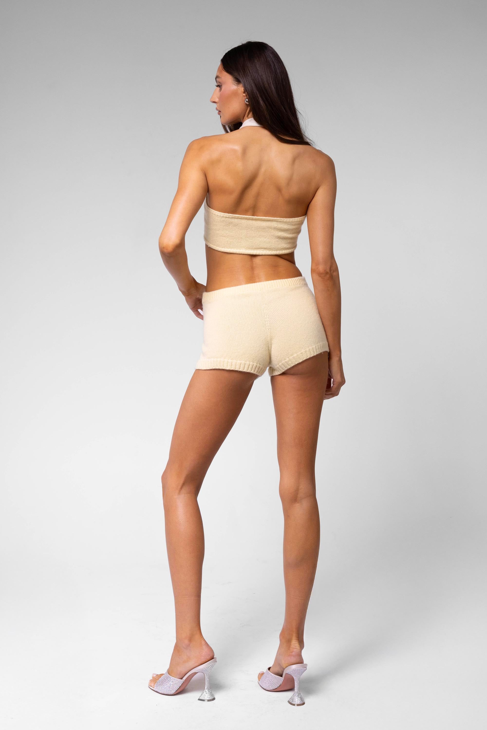 Yellow Cashmere Shorts