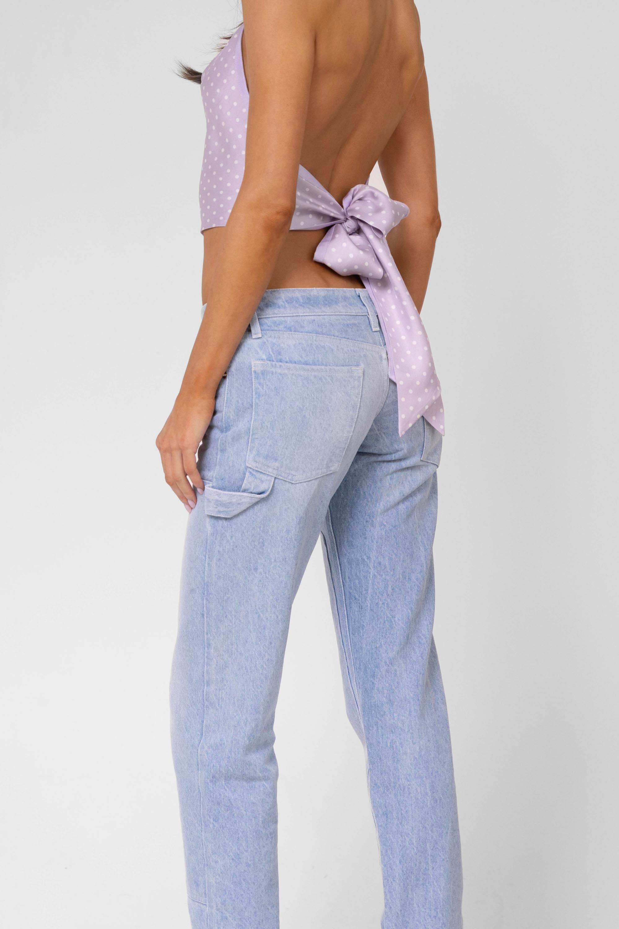 Lilac Polka Dot Scarf Top