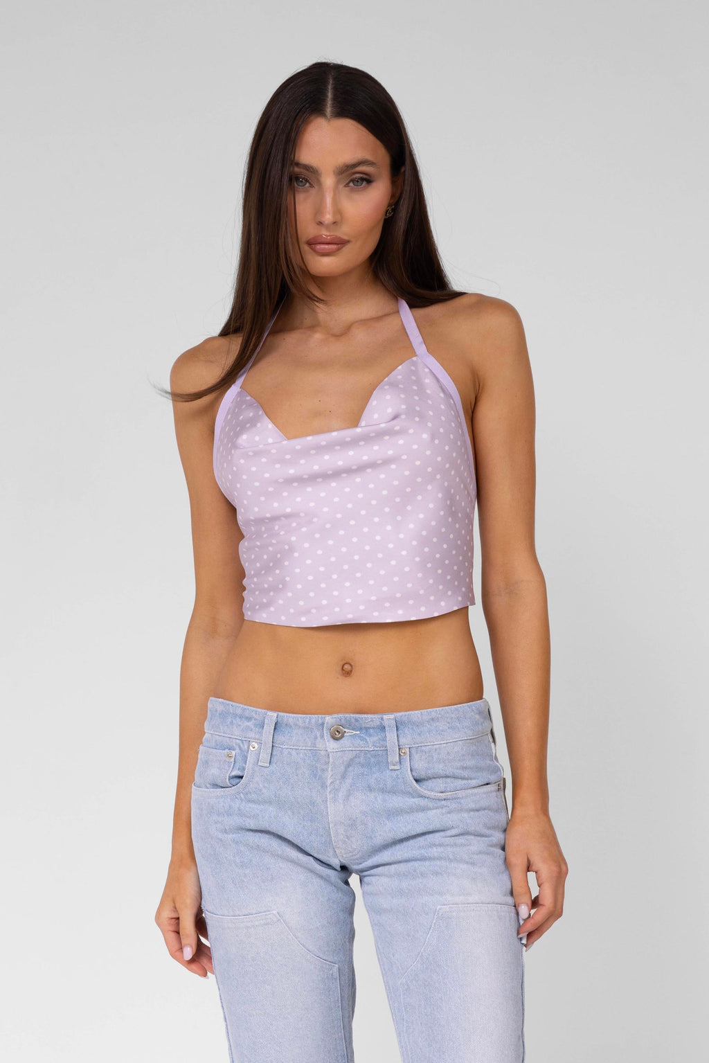 Lilac Polka Dot Scarf Top