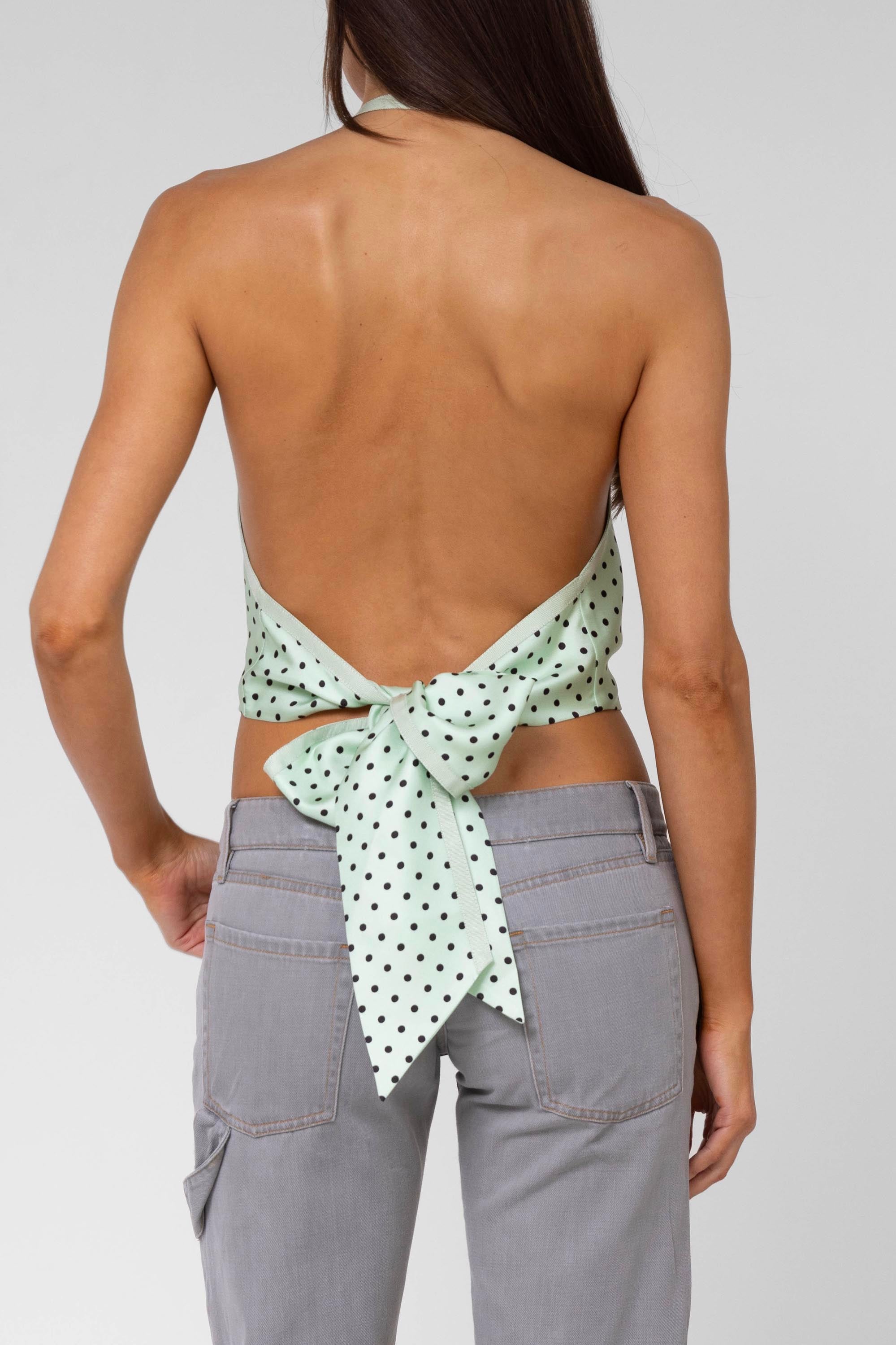 Mint Polka Dot Scarf Top